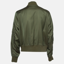 Pre Owned Polo Ralph Lauren Green Satin Bomber Jacket L