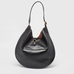 Pre Owned Polo Ralph Lauren Black Leather ID Flap Hobo