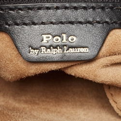 Pre Owned Polo Ralph Lauren Black Leather ID Flap Hobo