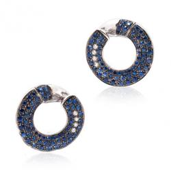 Pre Owned Pomellato 18 K White Gold Diamond Blue Sapphires Earrings 