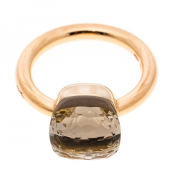مملوكة مسبقًا Pomellato Nudo White Topaz 18k Rose Gold Ring Size 50