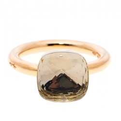 مملوكة مسبقًا Pomellato Nudo White Topaz 18k Rose Gold Ring Size 50