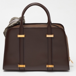 Pre Owned Porsche Design Brown Leather Medium Twin Satchel