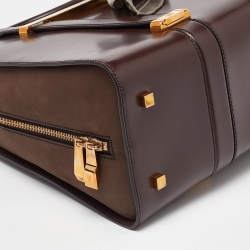 Pre Owned Porsche Design Brown Leather Medium Twin Satchel