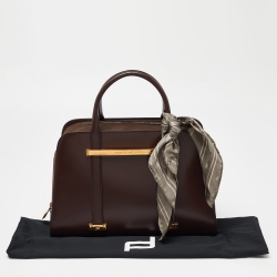 Pre Owned Porsche Design Brown Leather Medium Twin Satchel