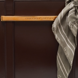 Pre Owned Porsche Design Brown Leather Medium Twin Satchel