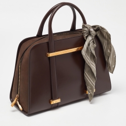 Pre Owned Porsche Design Brown Leather Medium Twin Satchel