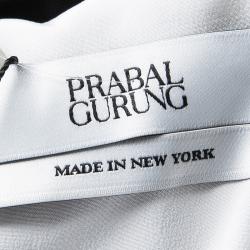 Prabal Gurung Monochrome Draped One Shoulder Gown L