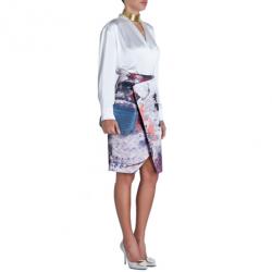 Prabal Gurung Asymmetric Printed Satin Skirt S