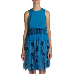 مملوكة مسبقًا Prabal Gurung Blue Sleeveless Peplum-Detailed Top S