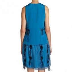 مملوكة مسبقًا Prabal Gurung Blue Sleeveless Peplum-Detailed Top S