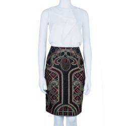 مملوكة مسبقًا Prabal Gurung Metallic Detail Embroidery Pencil Skirt US 8