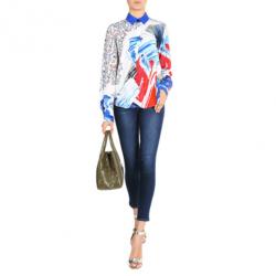 Pre Owned Prabal Gurung Printed Draped-Back Blouse M