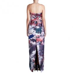 Pre Owned Prabal Gurung Strapless Printed Satin Gown S