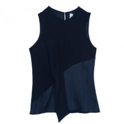 Prabal Gurung Navy Crepe Sleeveless Blouse S
