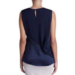 Prabal Gurung Navy Crepe Sleeveless Blouse S