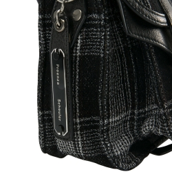 Proenza Schouler Black/White Monochrome Plaid and Leather Tiny PS1 Crossbody Bag