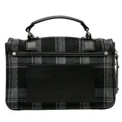Proenza Schouler Black/White Monochrome Plaid and Leather Tiny PS1 Crossbody Bag