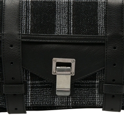 Proenza Schouler Black/White Monochrome Plaid and Leather Tiny PS1 Crossbody Bag