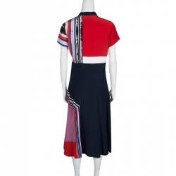 Prabal Gurung Colorblock Printed Silk Button Front Midi Dress M