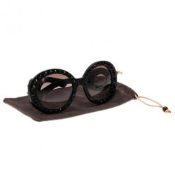 مملوكة مسبقًا Prada Black Studded Oversized Round Baroque Sunglasses