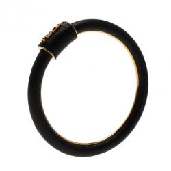 Prada Saffiano Black Leather Cuff Bracelet 18CM