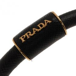 Prada Saffiano Black Leather Cuff Bracelet 18CM
