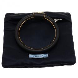 Prada Saffiano Black Leather Cuff Bracelet 18CM
