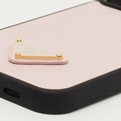 Prada Pink Saffiano Triang Leather Iphone 13 Pro Max Case