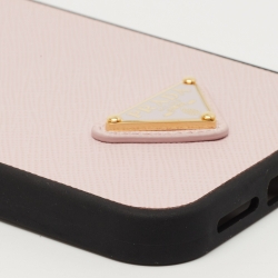 Prada Pink Saffiano Triang Leather Iphone 13 Pro Max Case