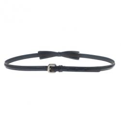 Prada Black Patent Bow Waist Belt 75CM