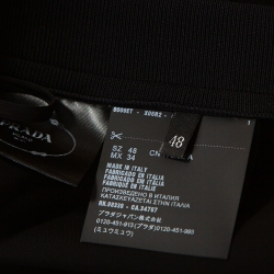 Pre Owned Prada Black Crepe Pleated Asymmetric Midi Skirt L