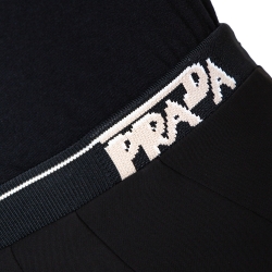 Pre Owned Prada Black Crepe Pleated Asymmetric Midi Skirt L