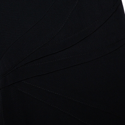 Prada Black Cady Crepe Short Sleeve Flared Dress M