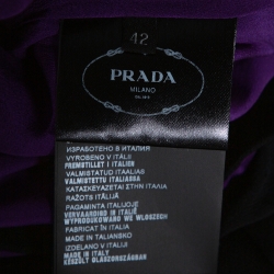 Prada Black Cady Crepe Short Sleeve Flared Dress M