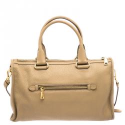 Pre Owned Prada Light Brown Vitello Daino Leather Bauletto Bag