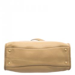 Pre Owned Prada Light Brown Vitello Daino Leather Bauletto Bag