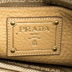Pre Owned Prada Light Brown Vitello Daino Leather Bauletto Bag