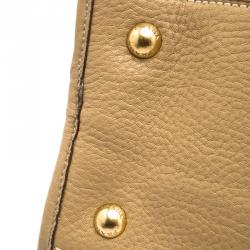 Pre Owned Prada Light Brown Vitello Daino Leather Bauletto Bag