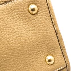 Pre Owned Prada Light Brown Vitello Daino Leather Bauletto Bag