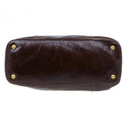Pre Owned Prada Brown Vitello Shine Tote