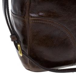 Pre Owned Prada Brown Vitello Shine Tote