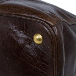 Pre Owned Prada Brown Vitello Shine Tote