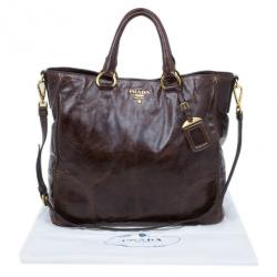 Pre Owned Prada Brown Vitello Shine Tote