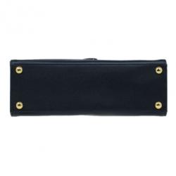 Pre Owned Prada Black Saffiano Leather Framed Top Handle Tote