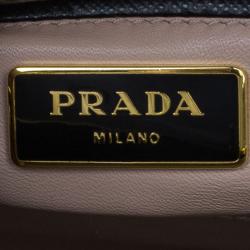 Pre Owned Prada Black Saffiano Leather Framed Top Handle Tote