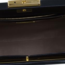 Pre Owned Prada Black Saffiano Leather Framed Top Handle Tote