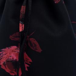 Pre Owned Prada Black Floral Print Nylon Drawstring Bucket Bag