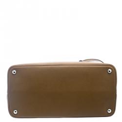 Pre Owned Prada Brown Saffiano Cuir Leather Convertible Tote