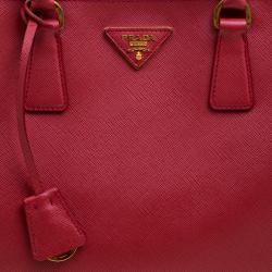 Pre Owned Prada Red Saffiano Lux Leather Large Double Zip Tote